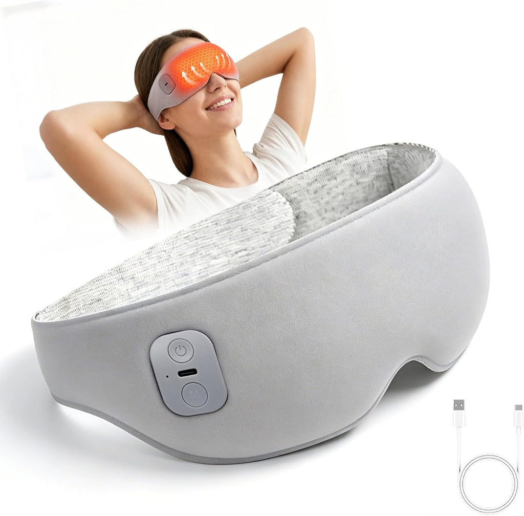 Heated Eye Mask Cordless Relieves Dry Eyes Fatigue, Blepharitis & Stye | Premium Fabric Skin-Friendly,Cordless，3 Heat Settings, Rechargeable, Ideal Gift for Women Men