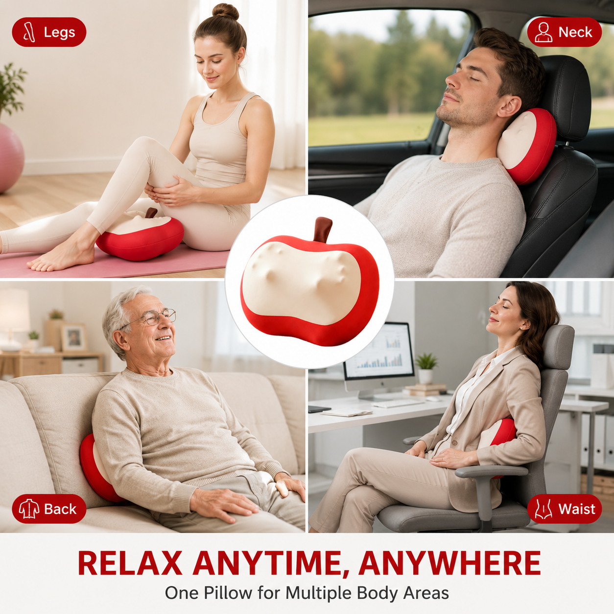 Electric Back Massager with Heating, Electronic Massage & Vibration, Adjustable Lift Back Stretcher Cushion for Home Office Chair, Bed & Sofa, Waist Relaxation Massager with 3 Heat Levels & Auto Modes