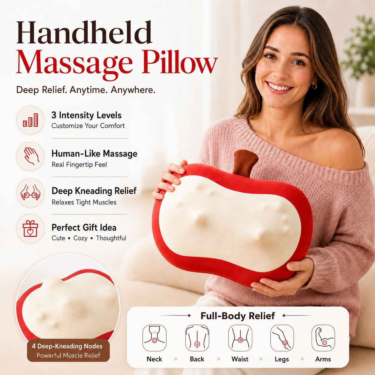 Electric Back Massager with Heating, Electronic Massage & Vibration, Adjustable Lift Back Stretcher Cushion for Home Office Chair, Bed & Sofa, Waist Relaxation Massager with 3 Heat Levels & Auto Modes