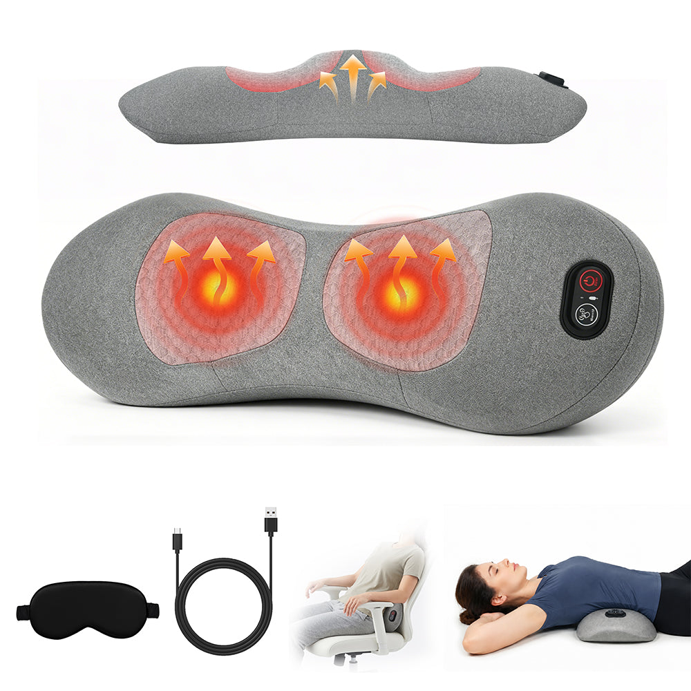 3-In-1 Lumbar Support System with Vibration, Heat & Air Cushion Lift - Ergonomic Lower Back Pillow for Office Chair And Car to Soothe Stiffness And Muscle